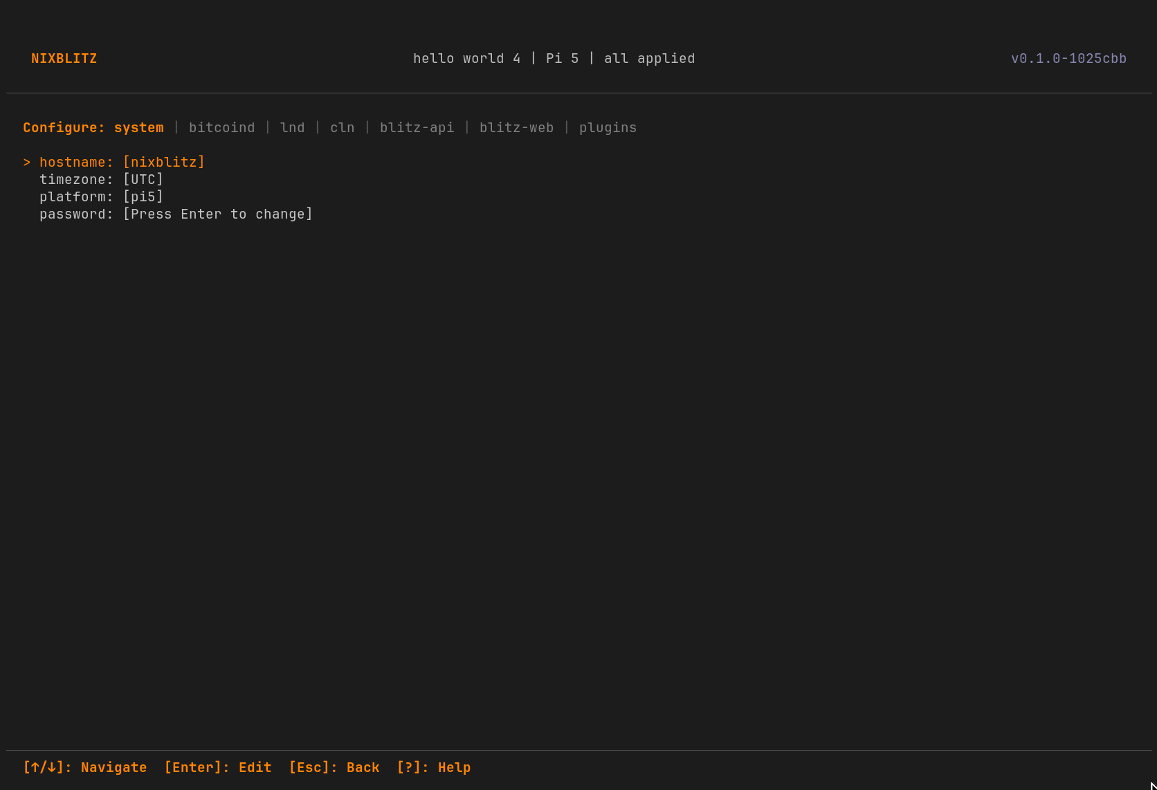 The Configure view: tabs across services, editable rows.